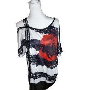 Fei Tong Rose Blouse Womans Top Size L